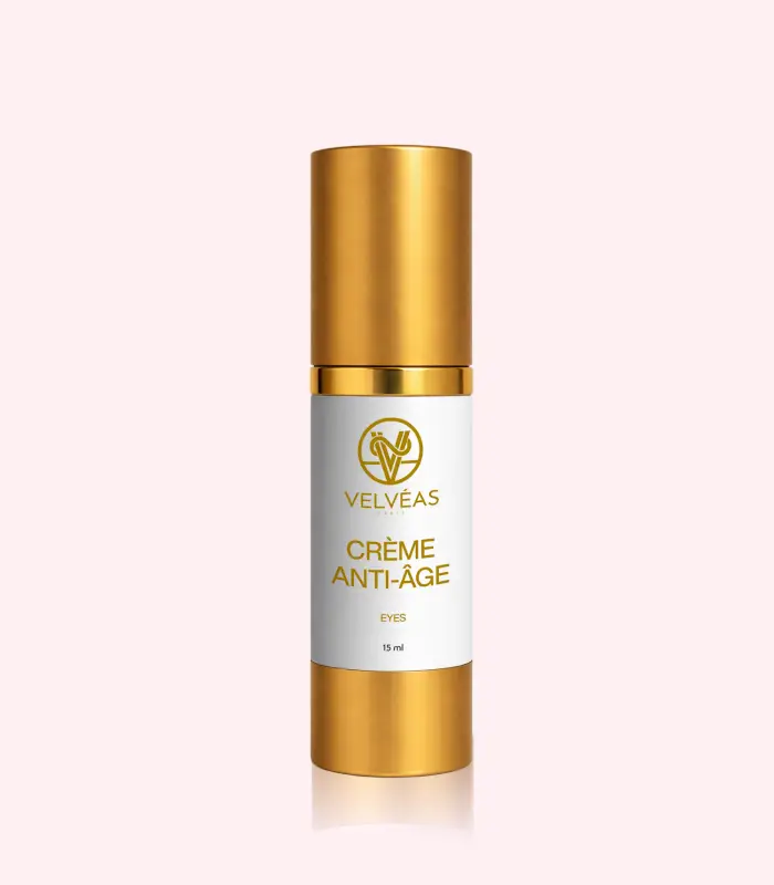 Crème Anti-Âge Contour des Yeux Velvéas Paris 15ml - Flacon doré soin anti-rides yeux